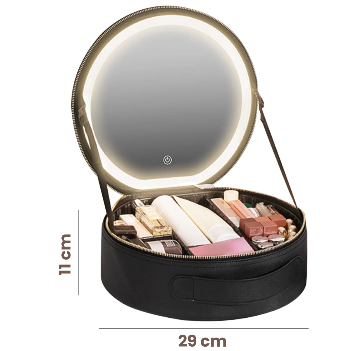 GlamBox Estojo de Maquiagem com Espelho LED – Viajantt