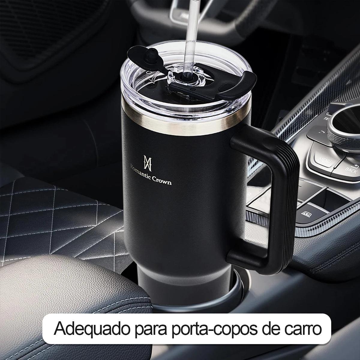 Garrafa Térmica Romantic Crown com Canudo e Isolamento - Viajantt