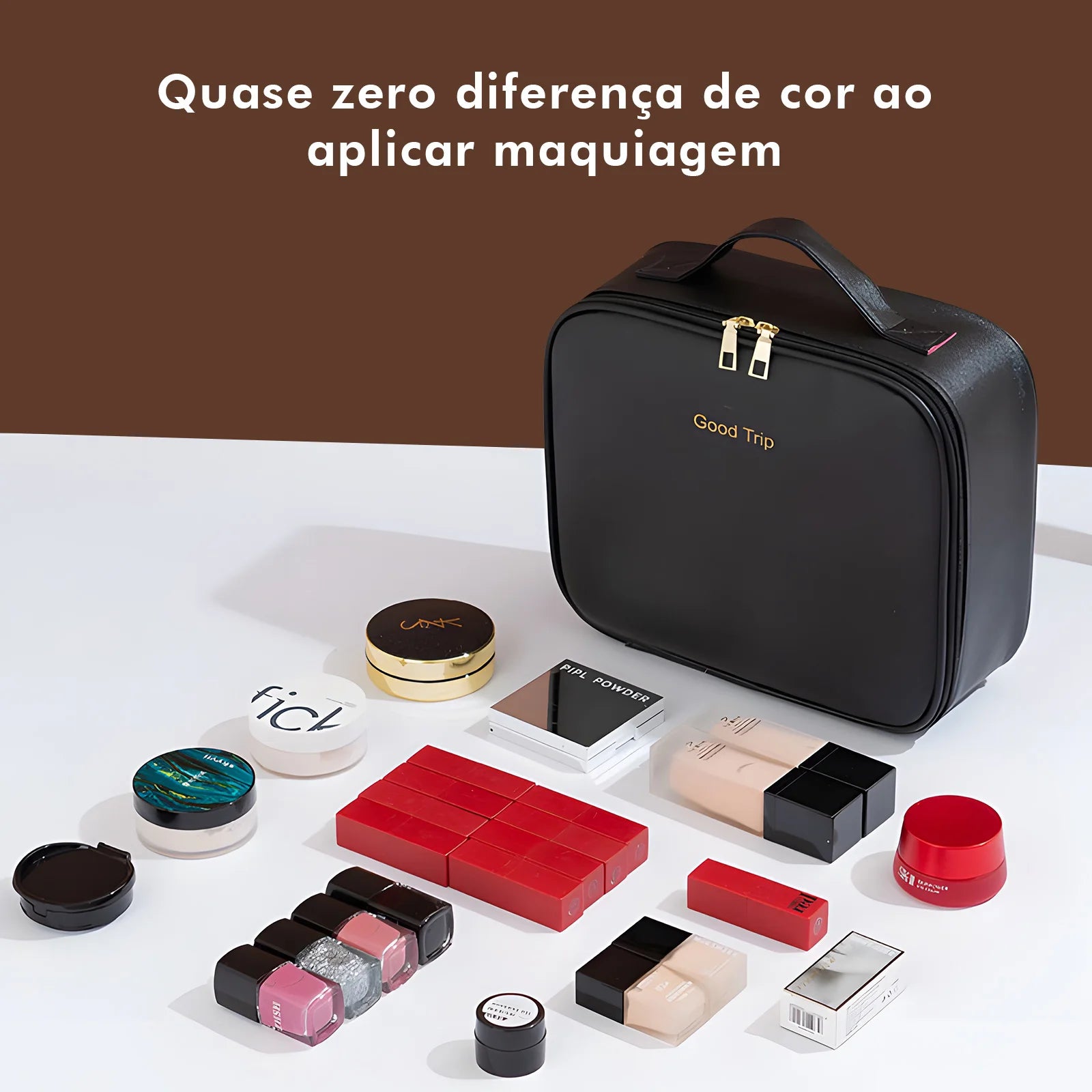 Necessaire Organizadora de Maquiagem com Espelho – Viajantt