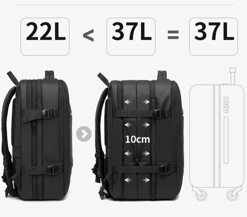 Mochila Expansível Masculina à Prova d'água - Viajantt