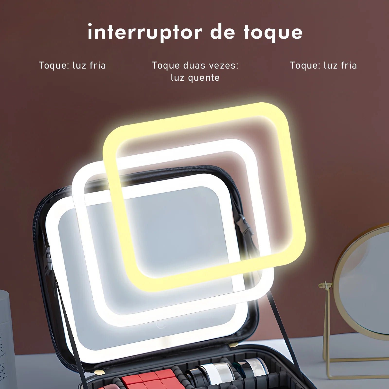 Necessaire Organizadora de Maquiagem com Espelho – Viajantt