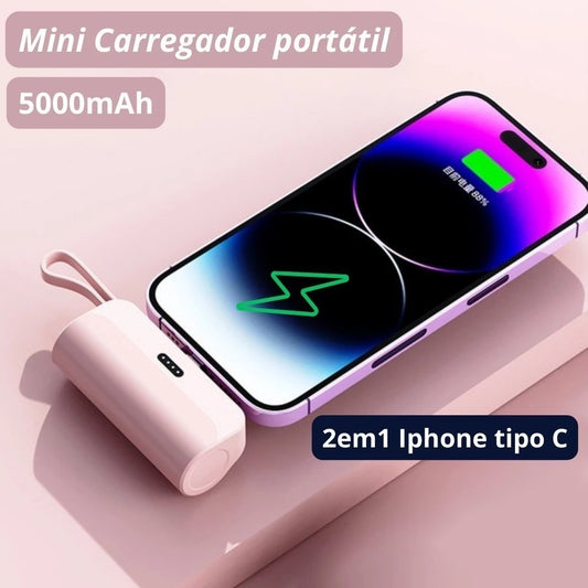 Carregador Portátil para iPhone e Tipo-C - Viajantt